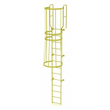 TRI-ARC 15 ft. 6" Ladder, Steel, WalkThru Fixed Cage, 13-Rung, Steel, 13 Steps, Safety Yellow Finish WLFC1213-Y