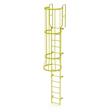 TRI-ARC 16 ft. 6" Ladder, Steel, WalkThru Fixed Cage, 14-Rung, Steel, 14 Steps, Safety Yellow Finish WLFC1214-Y