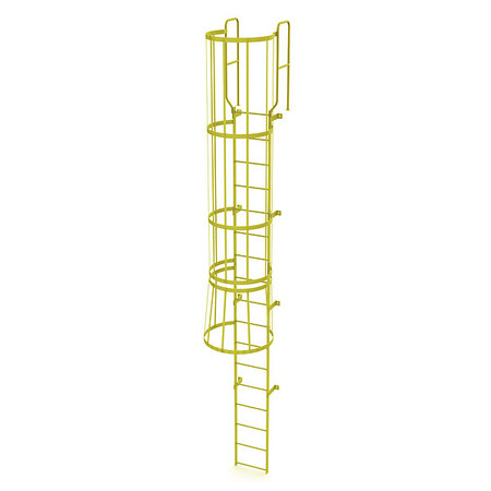 TRI-ARC 19 ft. 6" Ladder, Steel, WalkThru Fixed Cage, 17-Rung, Steel, 17 Steps, Safety Yellow Finish WLFC1217-Y
