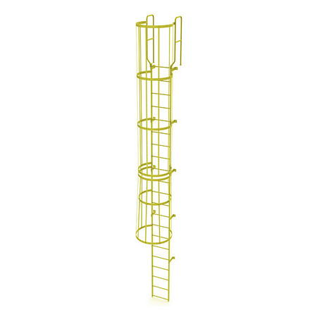 TRI-ARC 23 ft. 6" Ladder, Steel, WalkThru Fixed Cage, 21-Rung, Steel, 21 Steps, Safety Yellow Finish WLFC1221-Y