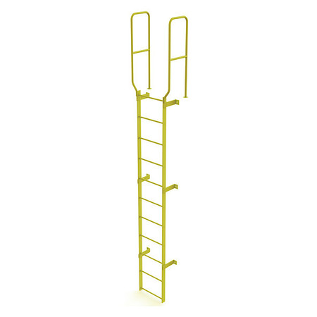 Tri-Arc 13 ft. 6" Ladder, Walk-Thru Fixed, Steel, 11-Rung, Steel, 11 Steps, Top Exit, Safety Yellow Finish WLFS0211-Y