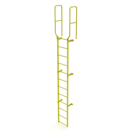 TRI-ARC 14 ft. 6" Ladder, Walk-Thru Fixed, Steel, 12-Rung, Steel, 12 Steps, Safety Yellow Finish WLFS0212-Y