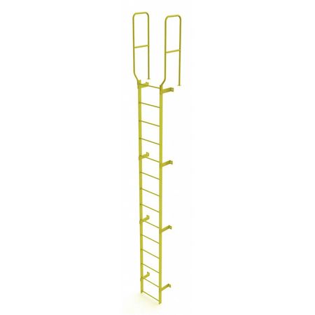 TRI-ARC 16 ft. 6" Ladder, Walk-Thru Fixed, Steel, 14-Rung, Steel, 14 Steps, Safety Yellow Finish WLFS0214-Y