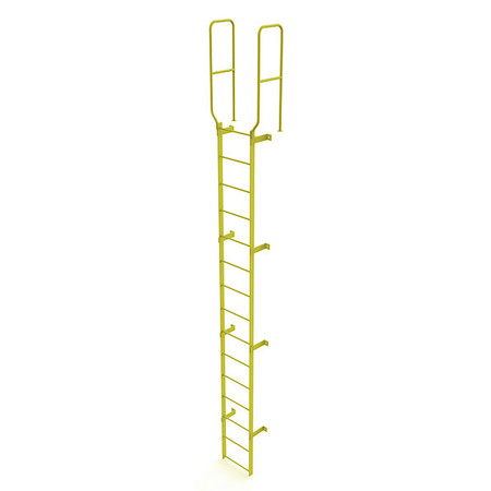 TRI-ARC 17 ft. 6" Ladder, Walk-Thru Fixed, Steel, 15-Rung, Steel, 15 Steps, Safety Yellow Finish WLFS0215-Y