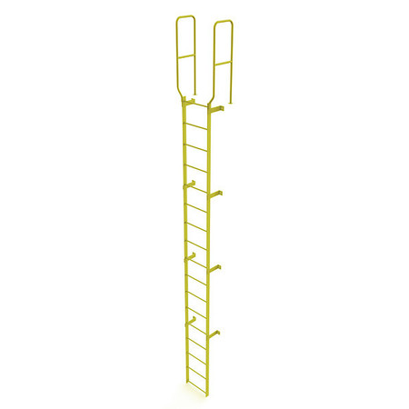 TRI-ARC 19 ft. 6" Ladder, Walk-Thru Fixed, Steel, 17-Rung, Steel, 17 Steps, Safety Yellow Finish WLFS0217-Y