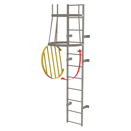 TRI-ARC Ladder, Fixed, Steel, Cage Door OPFS04-Y