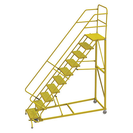 TRI-ARC Rollng Ladder, Steel, Safety Angle, 10-Step KDEC110246-Y