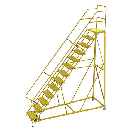 TRI-ARC Rollng Ladder, Steel, Safety Angle, 13-Step KDEC113246-Y