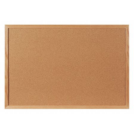 PARTNERS BRAND Cork Board with Oak Frame, 6' x 4', Brown, 1/Each BCW7248