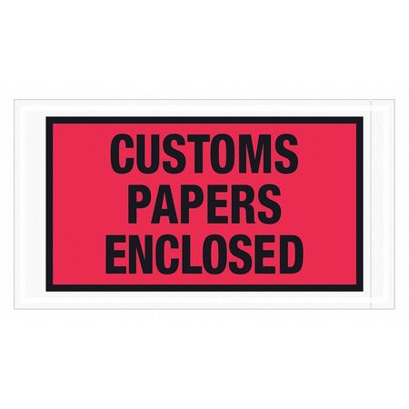 TAPE LOGIC Tape Logic® "Customs Papers Enclosed" Envelopes, 5 1/2" x 10", Red, 1000/Case PL447