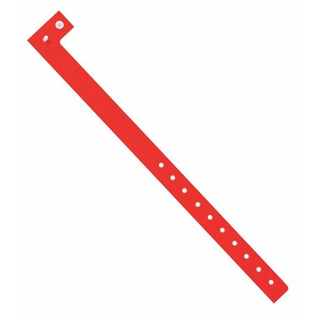 PARTNERS BRAND Day-Glo Plastic Wristbands, 3/4" x 10", Red, 500/Case WR120RD