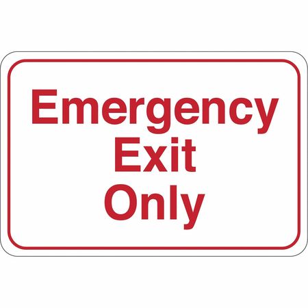 PARTNERS BRAND Emergency Exit Only Facility Sign, 6" x 9", Red/White, 1/Each, SN203 SN203