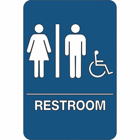 PARTNERS BRAND Men/Women Accessible, ADA.Sign, 9"x6", 9" Width, 1/4" ABS Plastic SN109