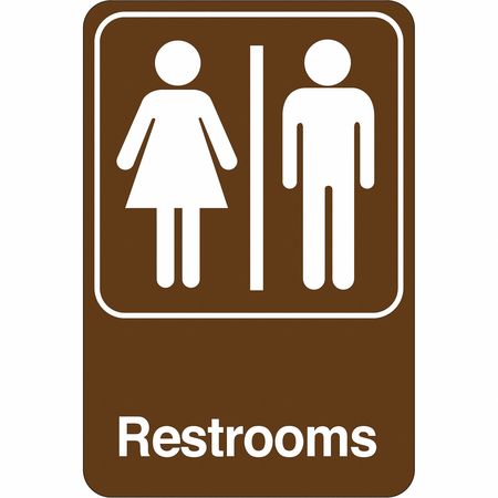 PARTNERS BRAND Men/Women Restrooms, Facility Sign, 9"x6", 9" Width, 1/8" Plastic SN400