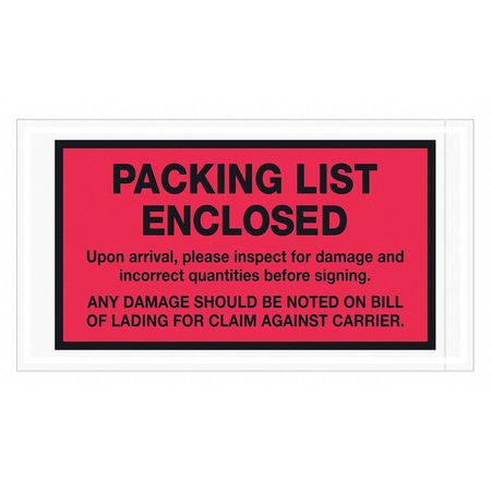 TAPE LOGIC Tape Logic® "Packing List Enclosed" Envelopes, 5 1/2" x 10", Red, 1000/Case PL469