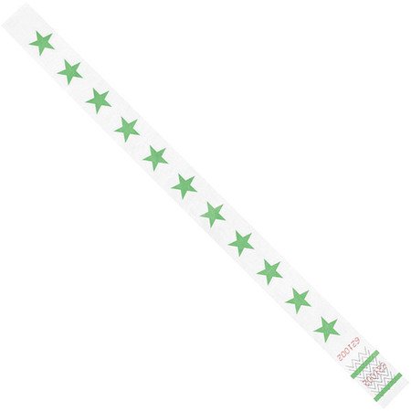 TYVEK Tyvek® Wristbands, 3/4" x 10", Green Stars, 500/Case WR104GN