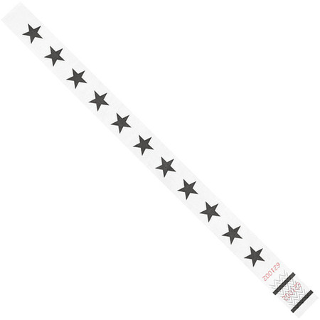 TYVEK Tyvek® Wristbands, 3/4" x 10", White Stars, 500/Case WR104WH