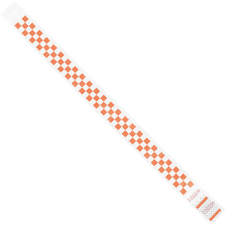 TYVEK Tyvek® Wristbands, 3/4" x 10", Orange Checkerboard, 500/Case WR103OR