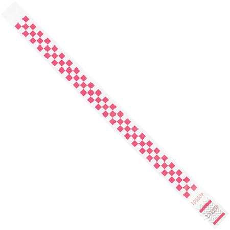 TYVEK Tyvek® Wristbands, 3/4" x 10", Pink Checkerboard, 500/Case WR103PK