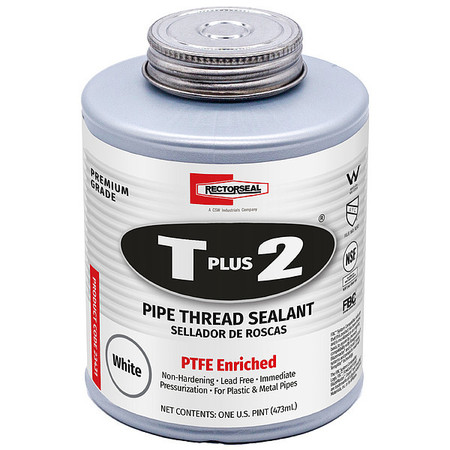 Rectorseal Pipe Thread Sealant 16 oz, Brush-Top Can, T Plus 2, White, Paste 23431