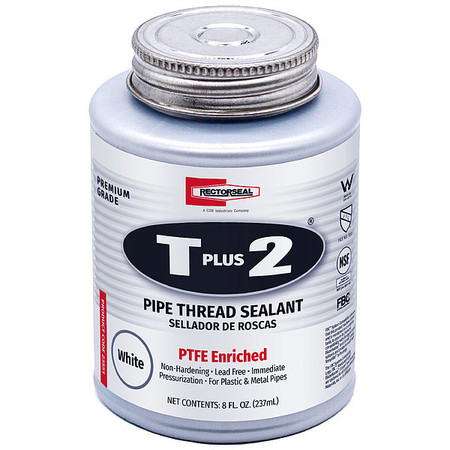 Rectorseal Pipe Thread Sealant 9.6 fl oz, Brush-Top Can, T Plus 2, White, Paste 23551