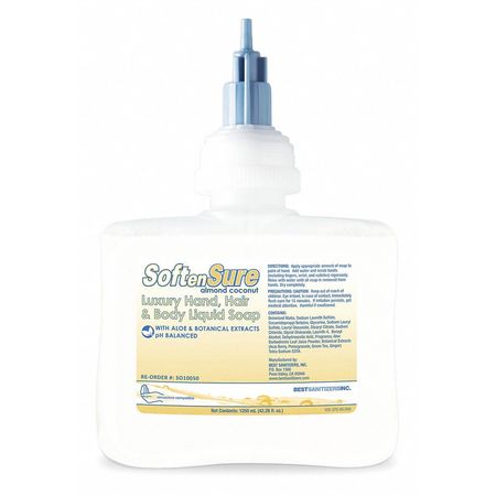 BEST SANITIZERS Hair and Body Liquid Soap, 1.25L, PK6 SO10050