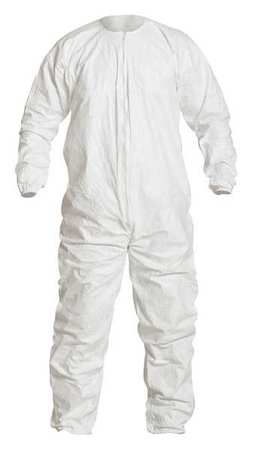 DUPONT Coverall, 25 PK, White, Spunbonded Polyethylene, Zipper IC253BWHXL00250B