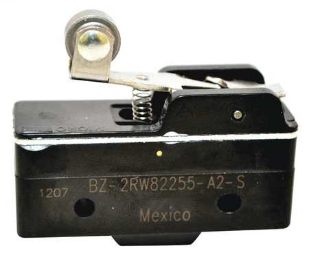 HONEYWELL Industrial Snap Action Switch, Lever, Roller, Short Actuator, SPDT, 15A @ 240V AC Contact Rating BZ-2RW82255-A2-S