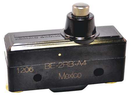 HONEYWELL Industrial Snap Action Switch, Overtravel, Plunger Actuator, SPDT, 25A @ 480V AC Contact Rating BE-2RB-A4
