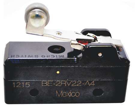 Honeywell Industrial Snap Action Switch, Lever, Roller, Short Actuator, SPDT, 25A @ 480V AC Contact Rating BE-2RV22-A4
