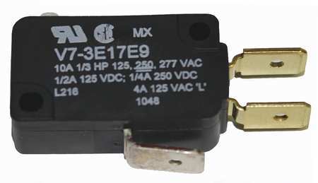 HONEYWELL Miniature Snap Action Switch, Pin, Plunger Actuator, SPDT, 10A @ 240V AC Contact Rating V7-3E17E9