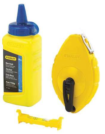 STANLEY Chalk Line Reel with 4 oz. Blue Chalk & Plastic Line Level 47-443