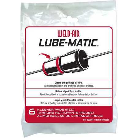 Weld-Aid LUBE-MATIC® 007061 Kleener Pads PK6 Red kleener pads for all wires 007061