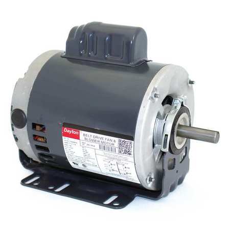 DAYTON Capacitor-Start Belt Drive Motor, 1/2 HP, 115/208-230V AC Voltage, 56H Frame, 1,725 Nameplate RPM 24C180