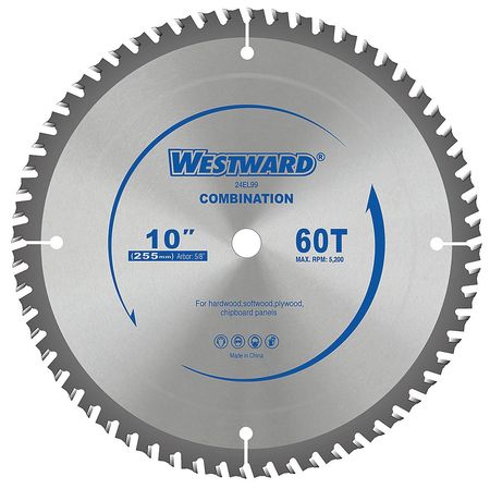 Westward 10", 60-Teeth Circular Saw Blade 24EL99