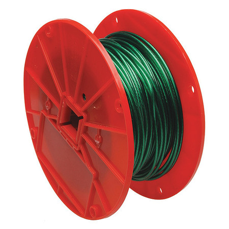CAMPBELL CHAIN & FITTINGS 1/16", 1 x 7 Cable, Green Vinyl Coated to 1/8", 250 Feet per Reel 7000197