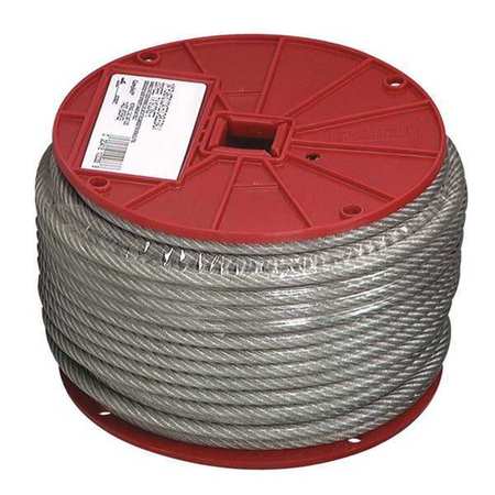 CAMPBELL CHAIN & FITTINGS 3/16" 7 x 19 Cable, Clear Vinyl Coated to 1/4", 250 Feet per Reel 7000697
