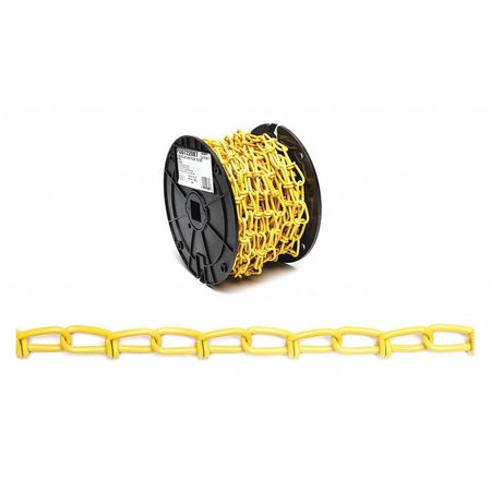 CAMPBELL CHAIN & FITTINGS 2/0 Double Loop (Inco) Chain, Yellow Polycoat, 125' per Reel PD0722027N
