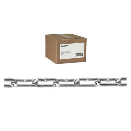 CAMPBELL CHAIN & FITTINGS 2/0 Straight Link Coil Chain, Zinc Plated, 100' per Carton T0332024