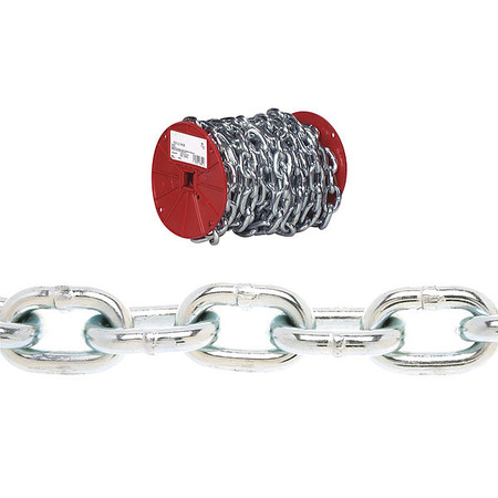 CAMPBELL CHAIN & FITTINGS 3/16" Grade 30 Proof Coil Chain, Zinc Plated, 100' per Reel T0725027