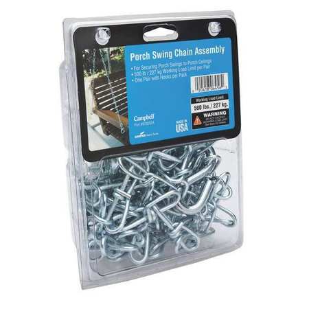 Campbell Chain & Fittings Porch Swing Chain Assembly with Hooks, 1 Set per Plastic Clamshell T0702024N