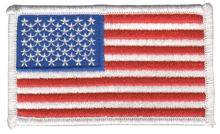 Heros Pride U.S. Flag, Embroidered Patch, White, 3-3/8 in x 2 in 0005HP