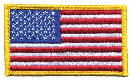 HEROS PRIDE Embroidered Patch, U.S. Flag, Medium Gold 0002