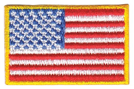 HEROS PRIDE Embroidered Patch, U.S. Flag, Medium Gold 0028