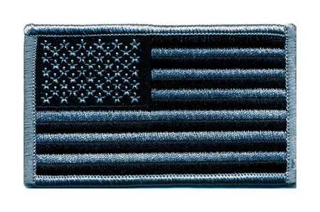 Heros Pride Embroidered Patch, U.S. Flag, Silver/Black 0042