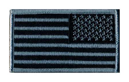 Heros Pride Embroidered Patch, U.S. Flag, Silver/Black 0044