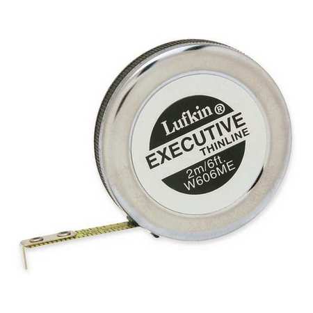 CRESCENT LUFKIN 1/4" x 2m/6' Executive® Thinline Yellow Clad Pocket SAE/Metric Tape Measure W606ME