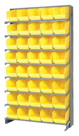 QUANTUM STORAGE SYSTEMS Steel Pick Rack, 36 in W x 64 in H x 12 in D, 8 Shelves, Yellow QPRS-202YL