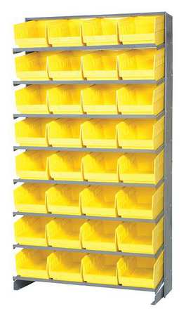 QUANTUM STORAGE SYSTEMS Steel Pick Rack, 36 in W x 64 in H x 12 in D, 8 Shelves, Yellow QPRS-207YL