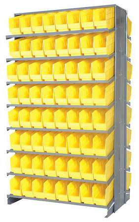 QUANTUM STORAGE SYSTEMS Steel Pick Rack, 36 in W x 64 in H x 24 in D, 16 Shelves, Yellow QPRD-201YL